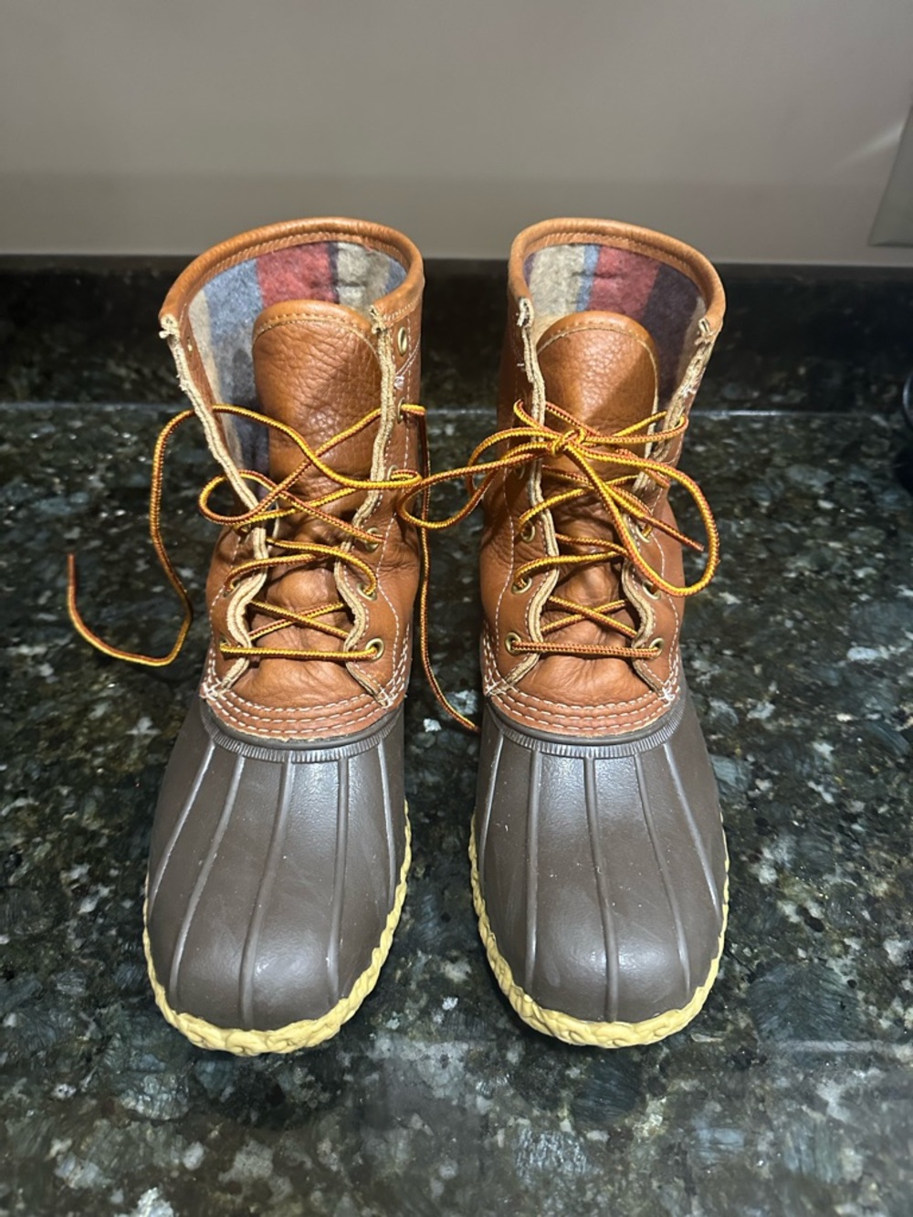 L.L. Bean Brown Leather and Dark Brown Rubber Men's Duck Boots
